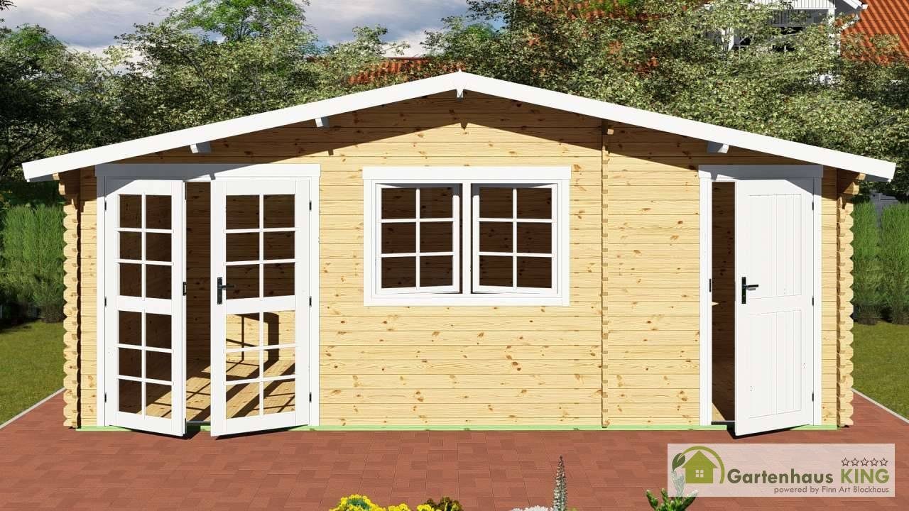 Finn Art Blockhaus Gartenhaus 6x3m Holz Norwegen 60 in 40mm Wandstärke, BxT: 600x300 cm, mit 18 mm Fußboden, mit Schindeln rot