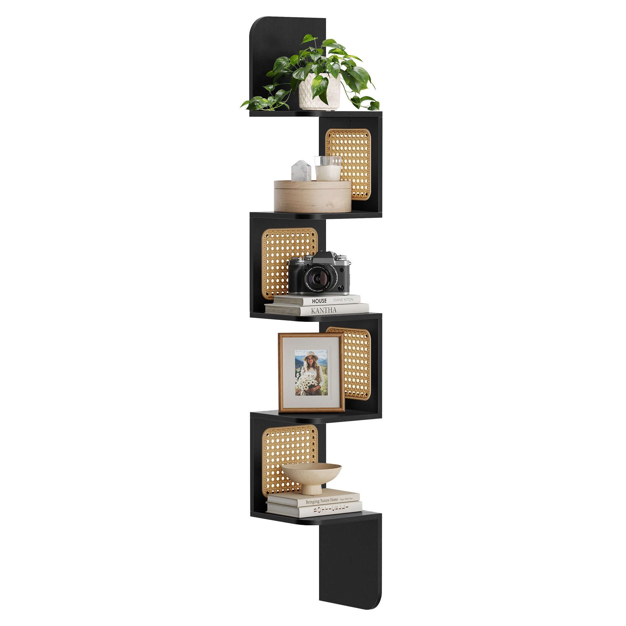 VASAGLE Eckregal, Wandregal 5 Ebenen, Schweberegal, Regal Wandmontage günstig online kaufen