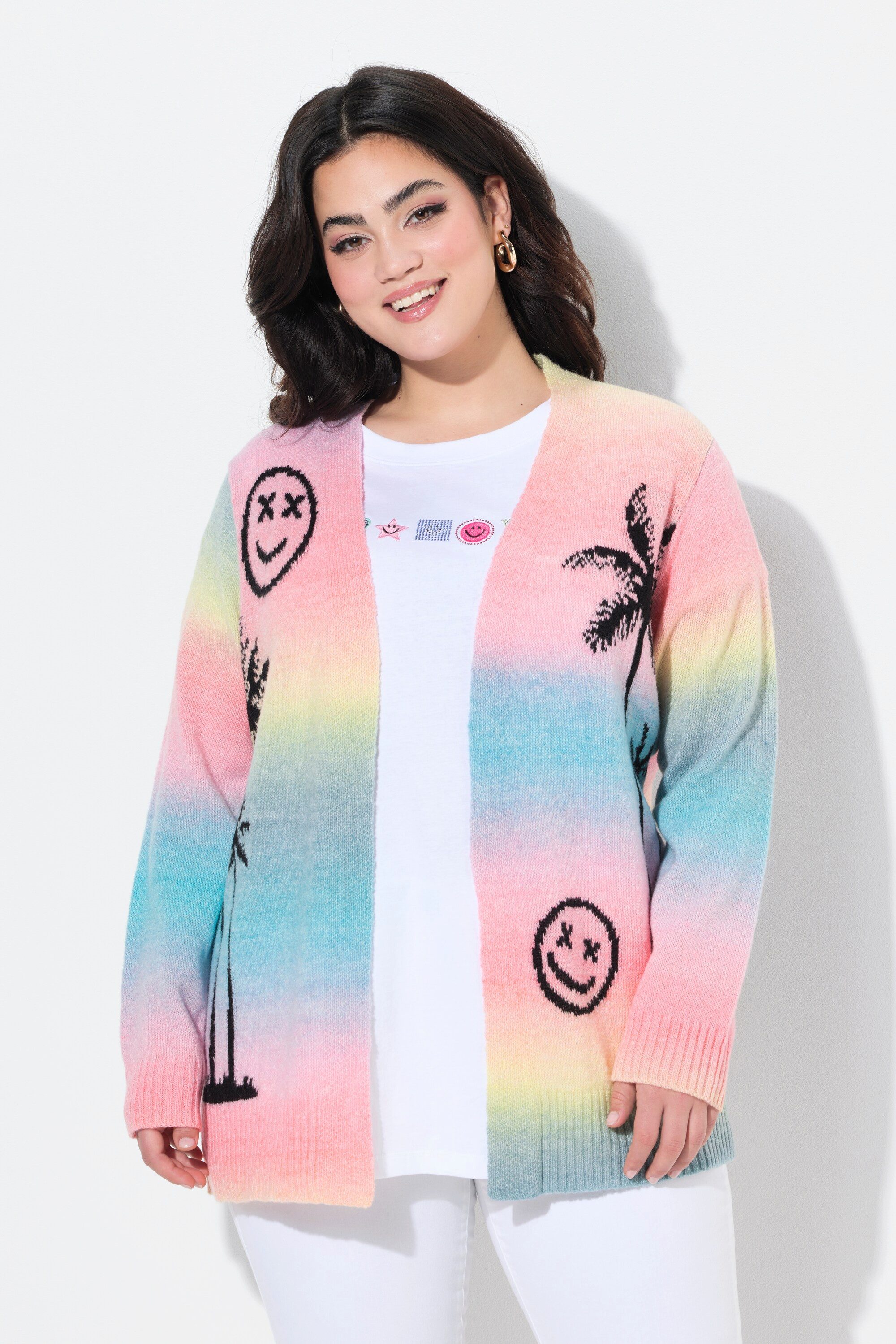 Angel of Style Strickjacke Strickjacke Straight Fit Palmen Smileys günstig online kaufen