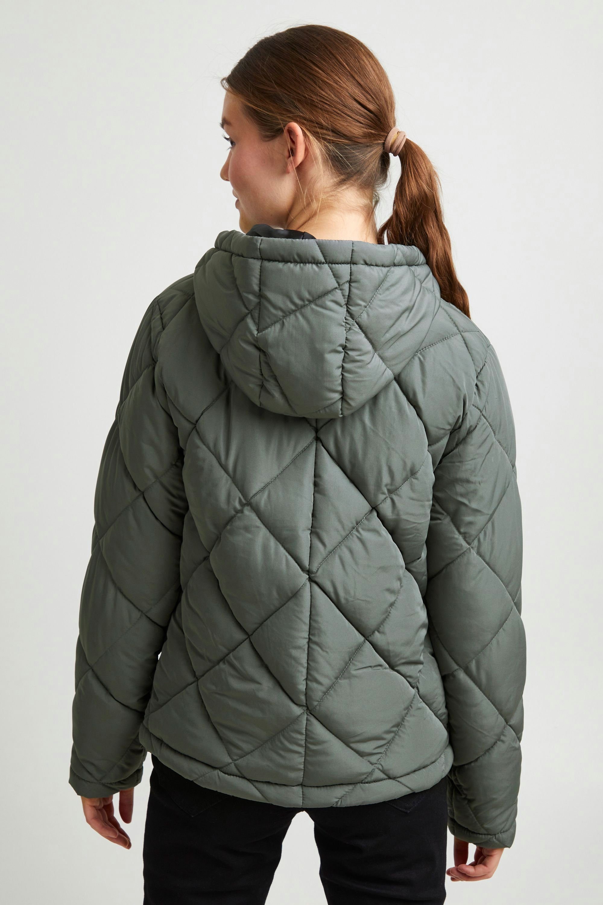 OXMO Steppjacke OXStacie Moderne (185203) Pewter mit Steppjacke Kapuze