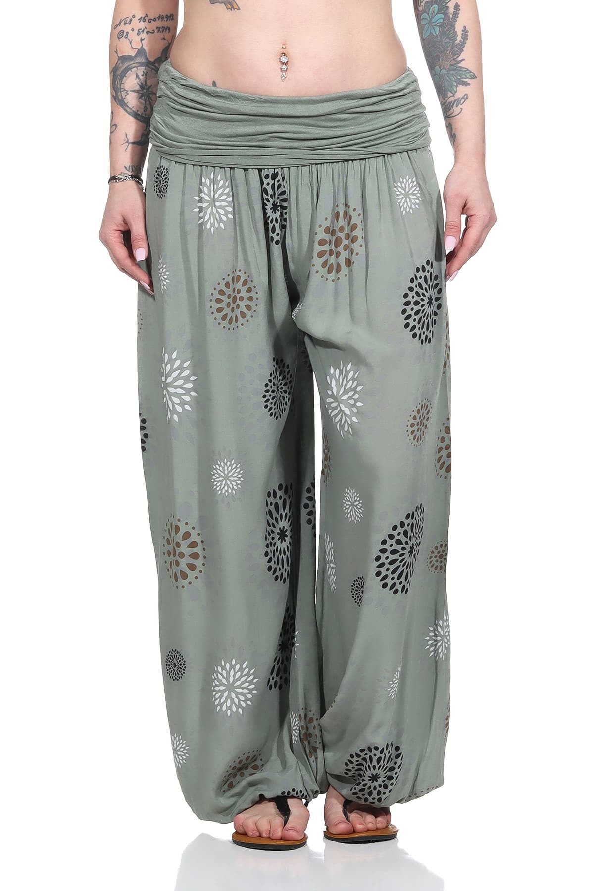 OriginalYou Haremshose Pluderhose für Damen leichte Haremshose sommerliche Yogahose luftig & leicht, mit elastischem Bund, sommerliches Design