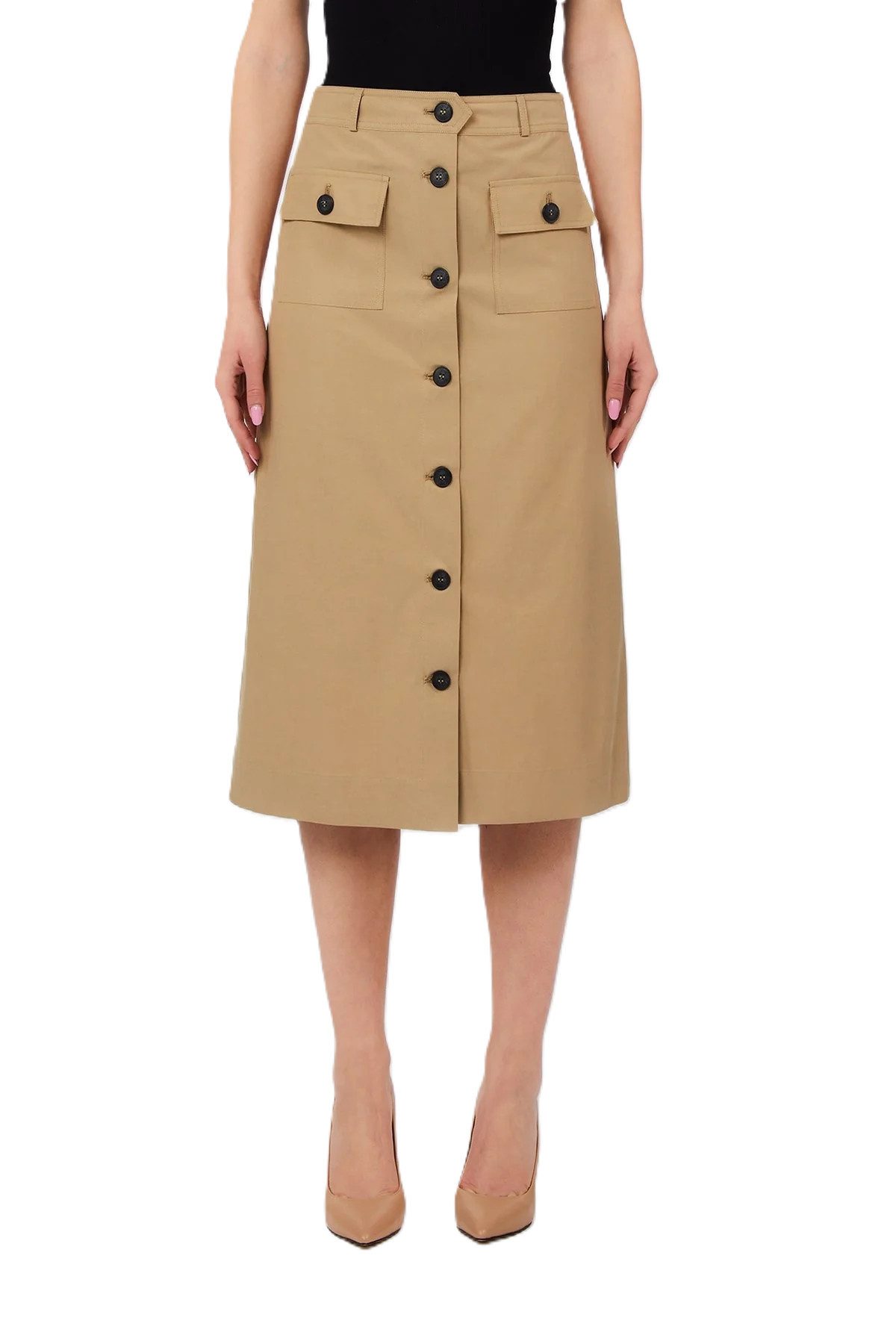 Liu Jo Midirock - Midi Rock Damen - A-Linien Rock mit Knopfleiste - Utility Rock mit