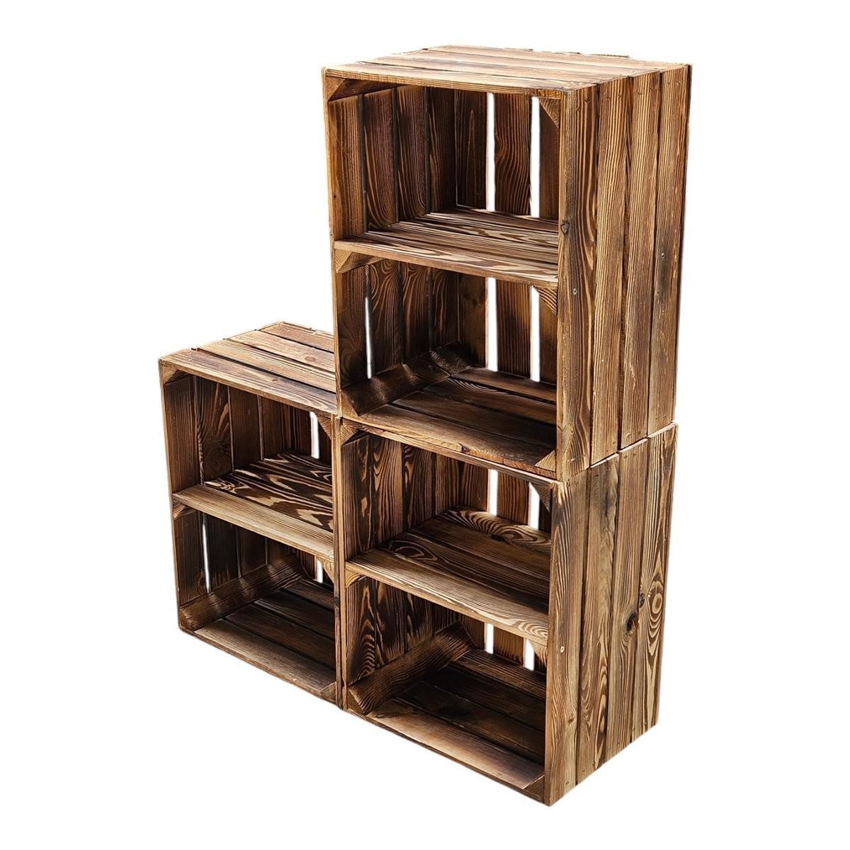 Teramico Holzkiste Holzkisten 3er Set 50 x 40 x 30cm Ablage kurz Geflammt, günstig online kaufen