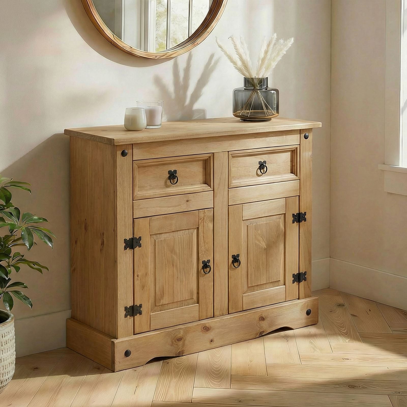 CARO-Möbel Sideboard SALSA, Kommode mit Stauraum im Mexiko Stil, Buffetschrank Landhausstil natur