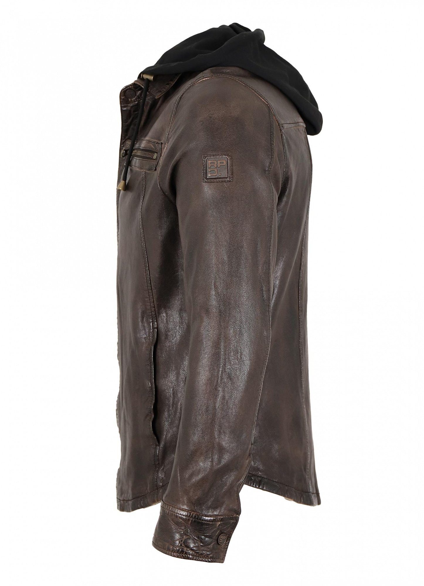 Redpoint Lederjacke Overshirt/M Redpoint - Herren Lederjacke Lammnappa Kapuze dunkelbraun