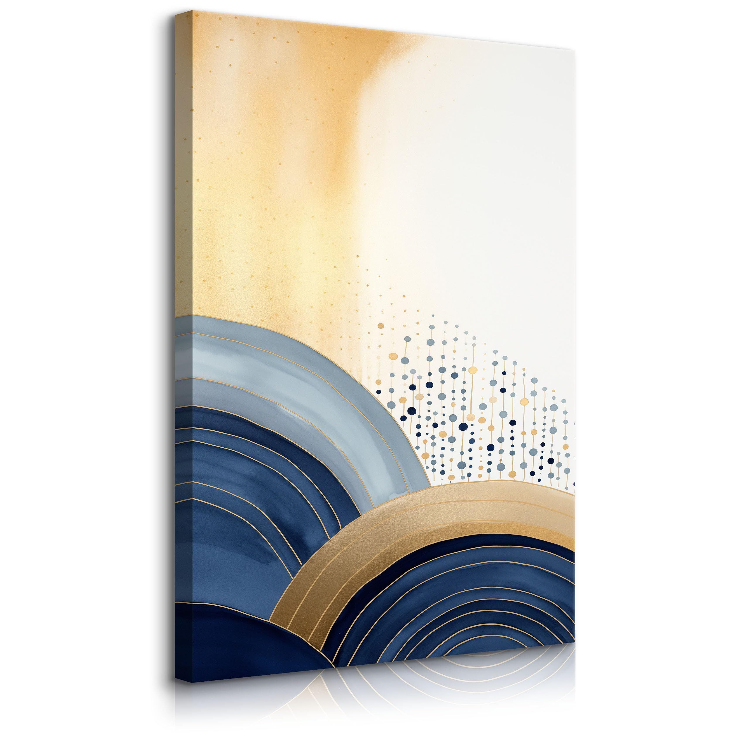 Muralo Leinwandbild Abstrakt – Leinwandbild Wandbild Kunstdruck Wohnzimmer, Abstrakt (1 St), Goldene Ornamente, 20 x 30 cm, aufhängefertig