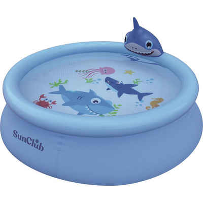 SunClub Дитячий басейн Kinder Pool 190 x 47 cm, (Kinderpool mit aufblasbarem Luftring, 1-tlg), mit wassersprühendem Hai