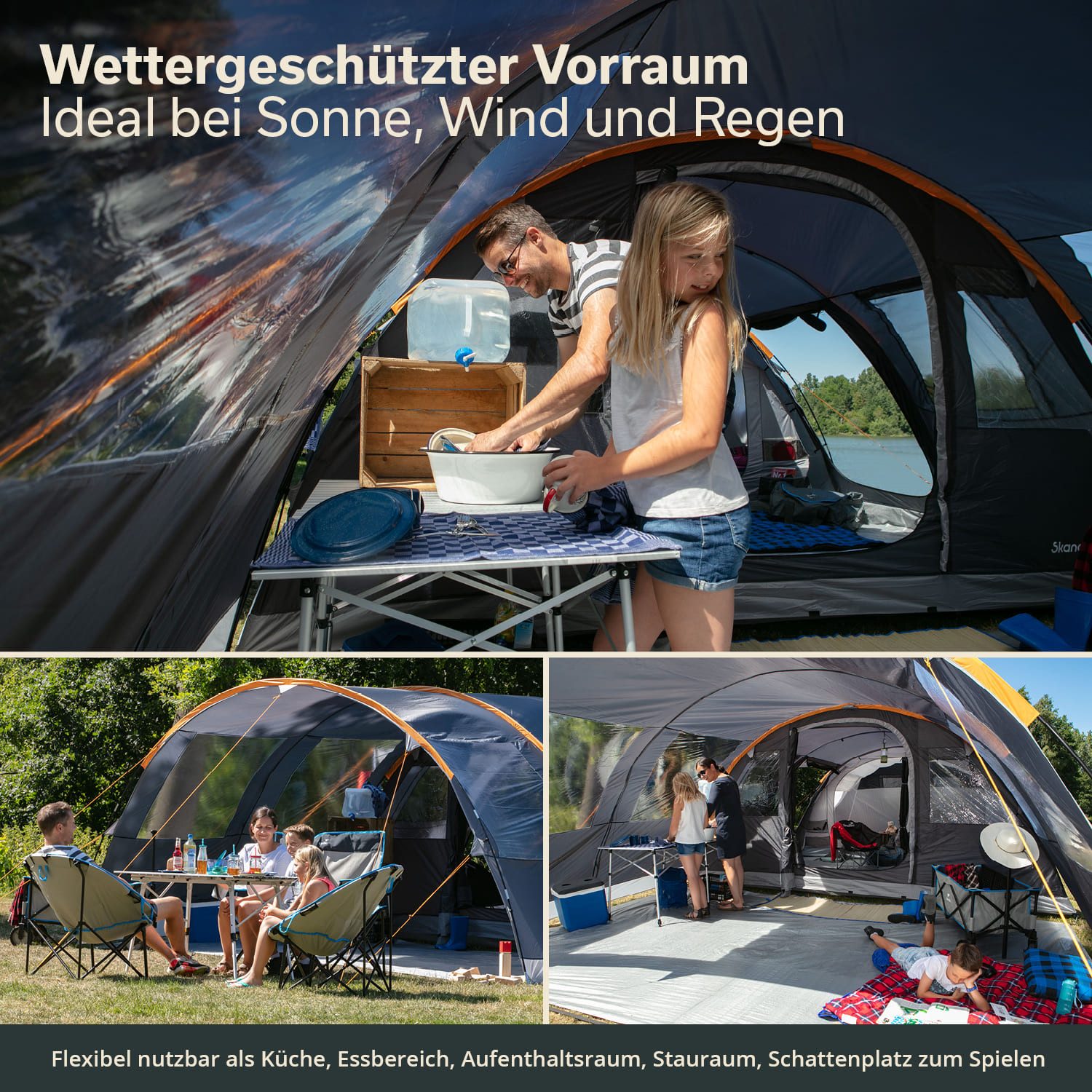 Skandika Vorzelt Canopy für Gotland 5, Personen: 5, Wetterschutz, Große Seitenfenster, 5000 mm Wassersäule, 2,1 m Stehhöhe