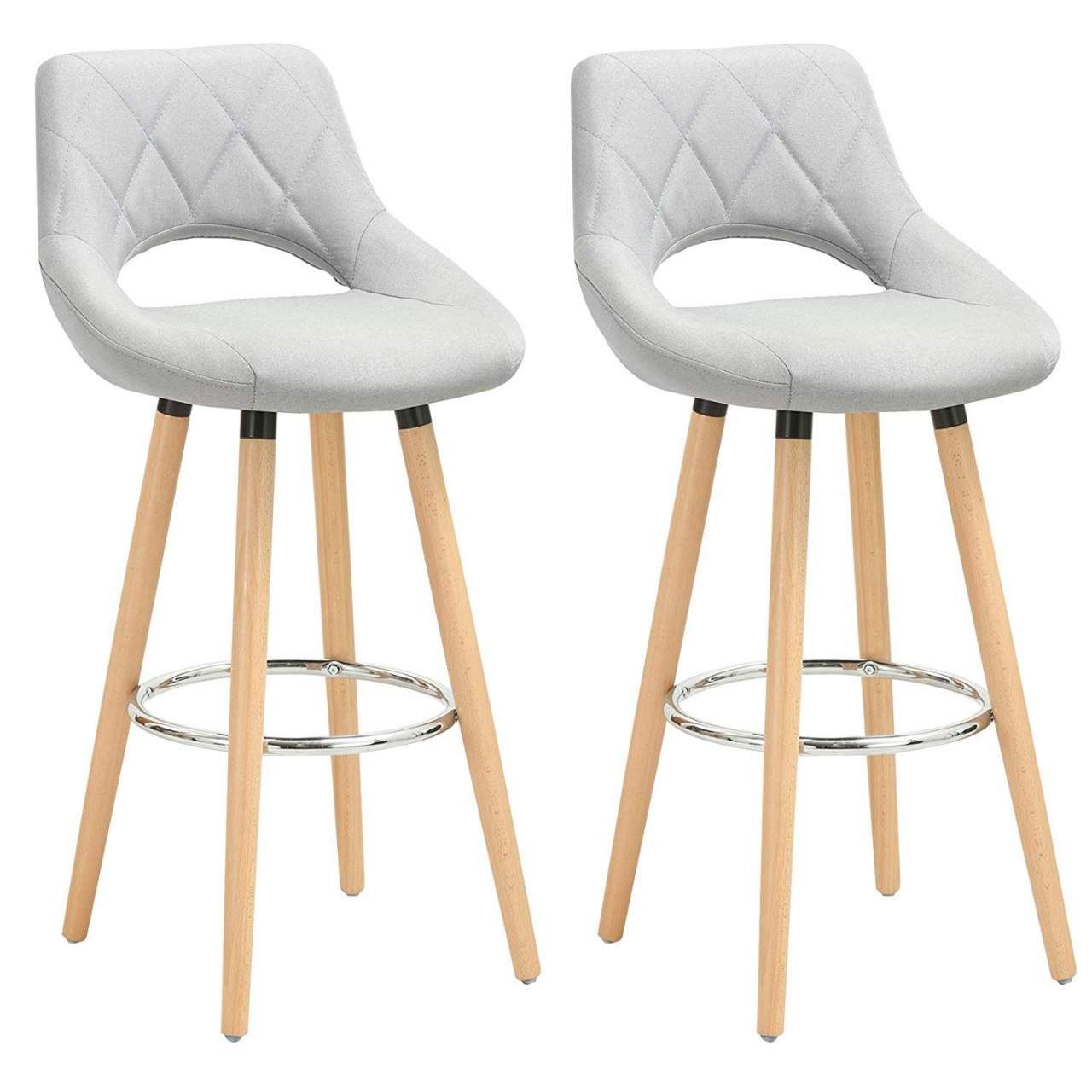 Woltu Barhocker (2 St), Barstuhl aus Leinen Holzgestell mit Lehne +  Fußstütze Design Stuhl Küchenstuhl Optimal Komfort Hellgrau online kaufen |  OTTO