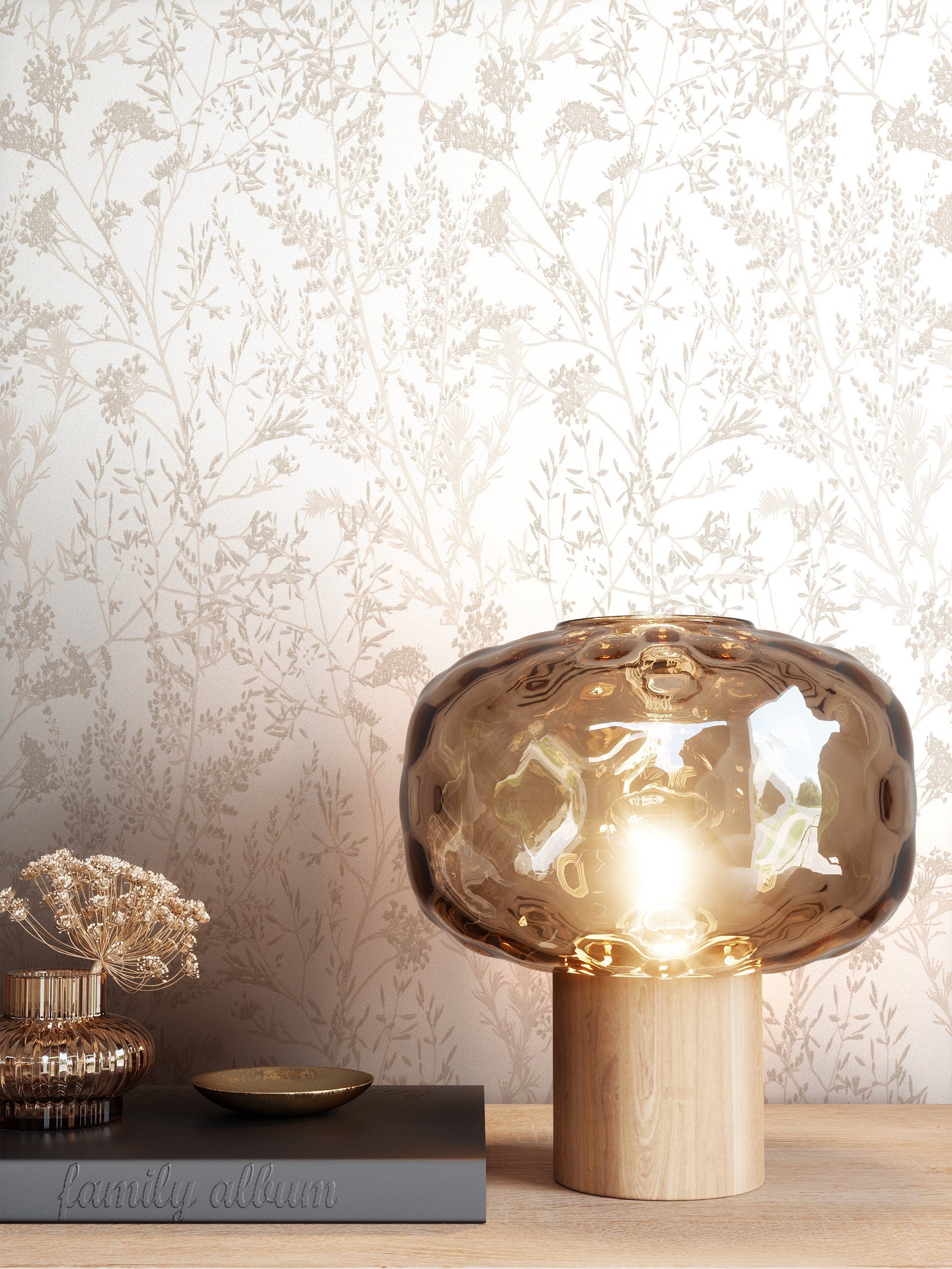Newroom Vliestapete, Beige Tapete Floral Leicht günstig online kaufen