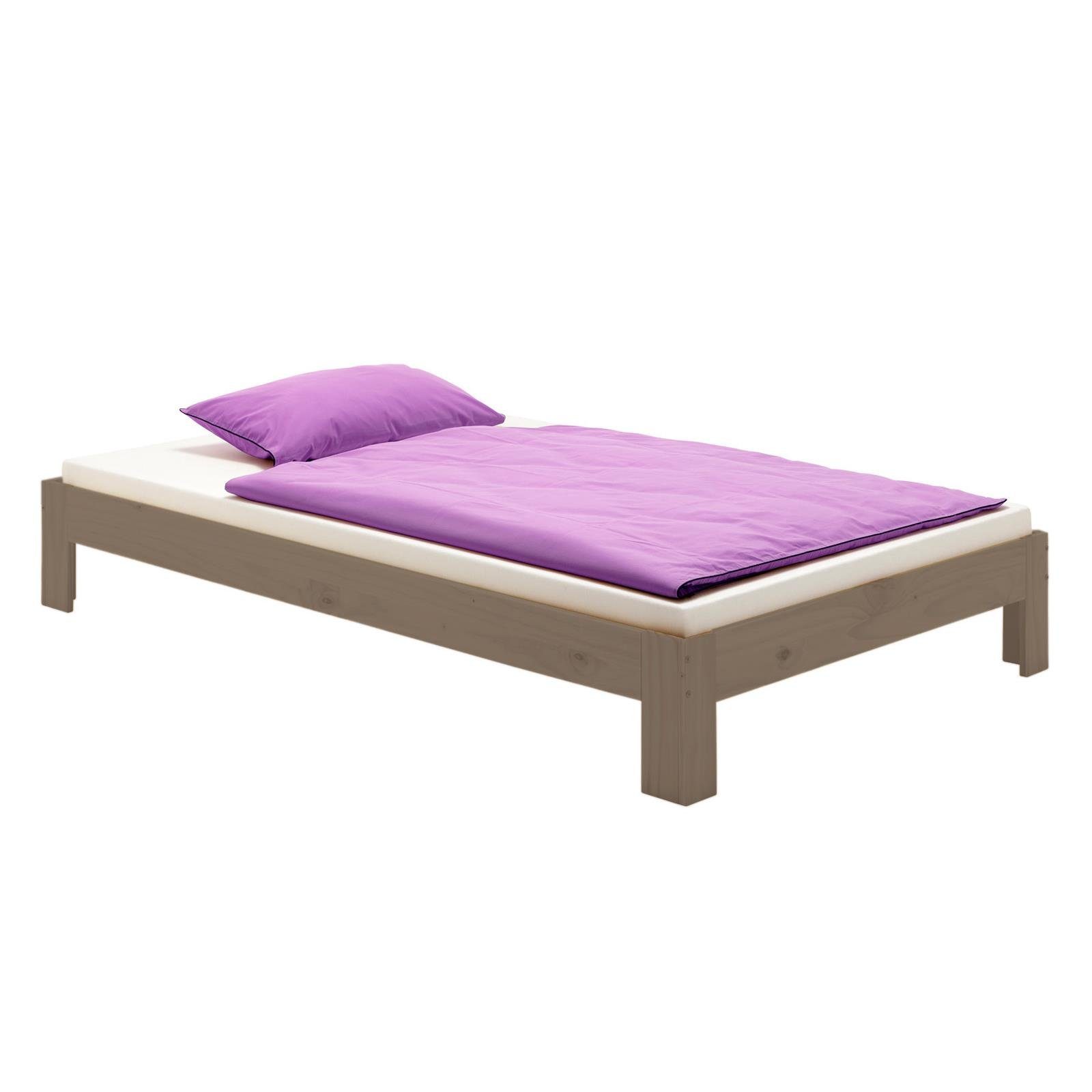 taupe 1 THOMAS, Bettgestell 90 Kiefer Einzelbett x Futonbett Doppelbett IDIMEX massiv Futonbett