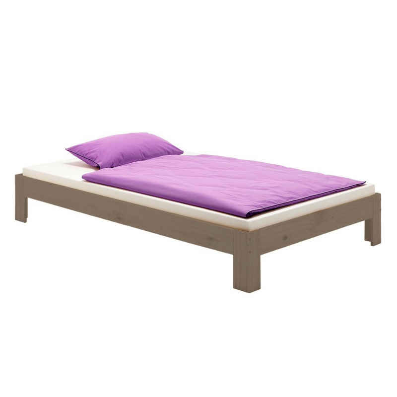 IDIMEX Futonbett THOMAS, Futonbett Bettgestell Einzelbett Doppelbett Kiefer massiv taupe 90 x 1