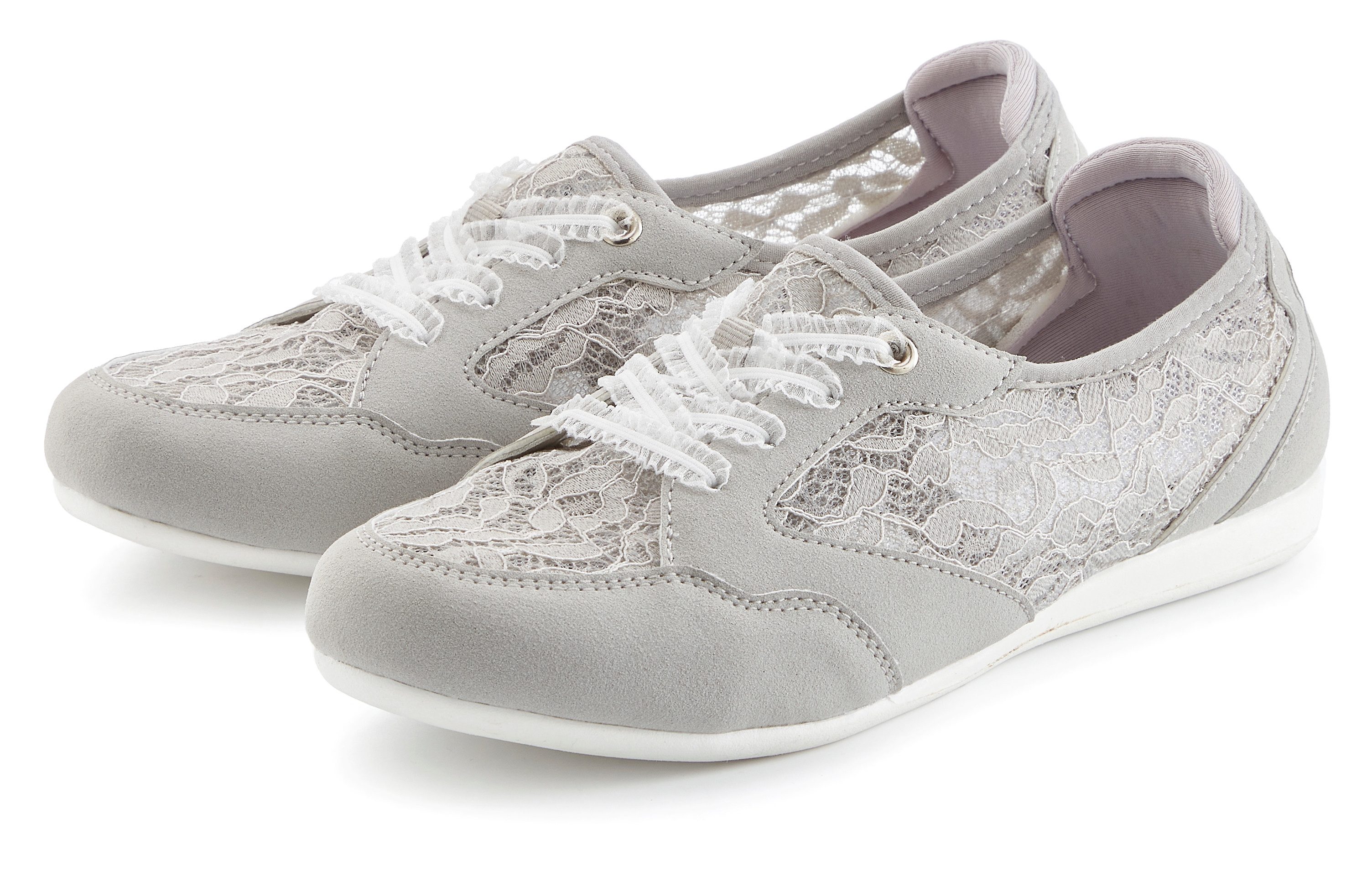 Vivance by Lascana Freizeitschuh, Halbschuh, Ballerina, Slip-On-Sneaker, Sneaker NEU mit eleganten Spitzeneinsätzen VEGAN