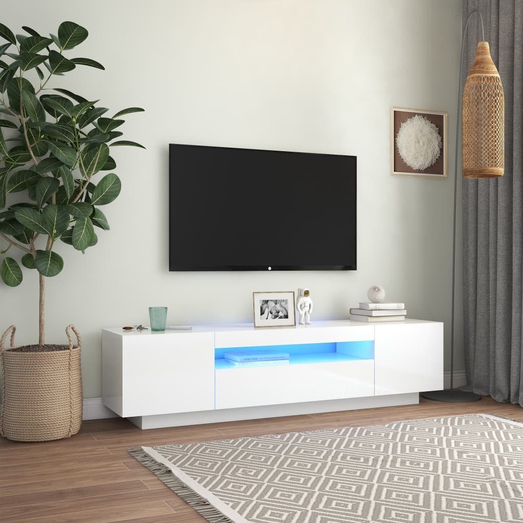 vidaXL TV-Schrank TV-Schrank mit LED-Leuchten Hochglanz-Weiß 160x35x40 cm (1-St)