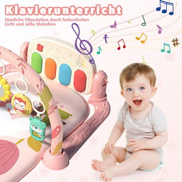 Cbei Spielbogen Spielbogen Krabbeldecke mit Musiktasten und lustigen Tiermotiven rosa, (Baby Klavierständer, 1-tlg., 1-st), Frühes Entwicklungsspielzeug für Baby