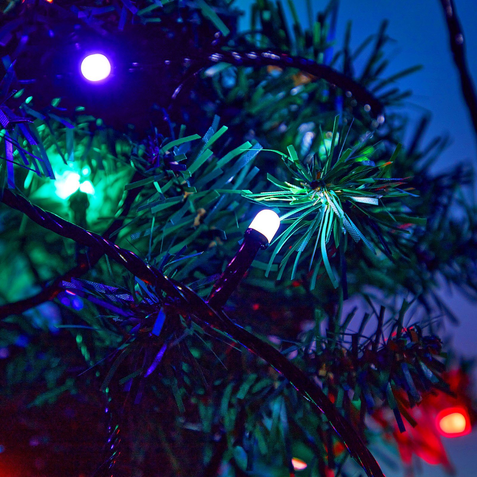 50M, Weihnachtsbaum Deko, LED-Lichterkette Kabel, Spulenverpackung Rosnek Modi, Multicolor 240LEDs, wasserdicht, 8 Speicherfunktion, für schwarzes Garten