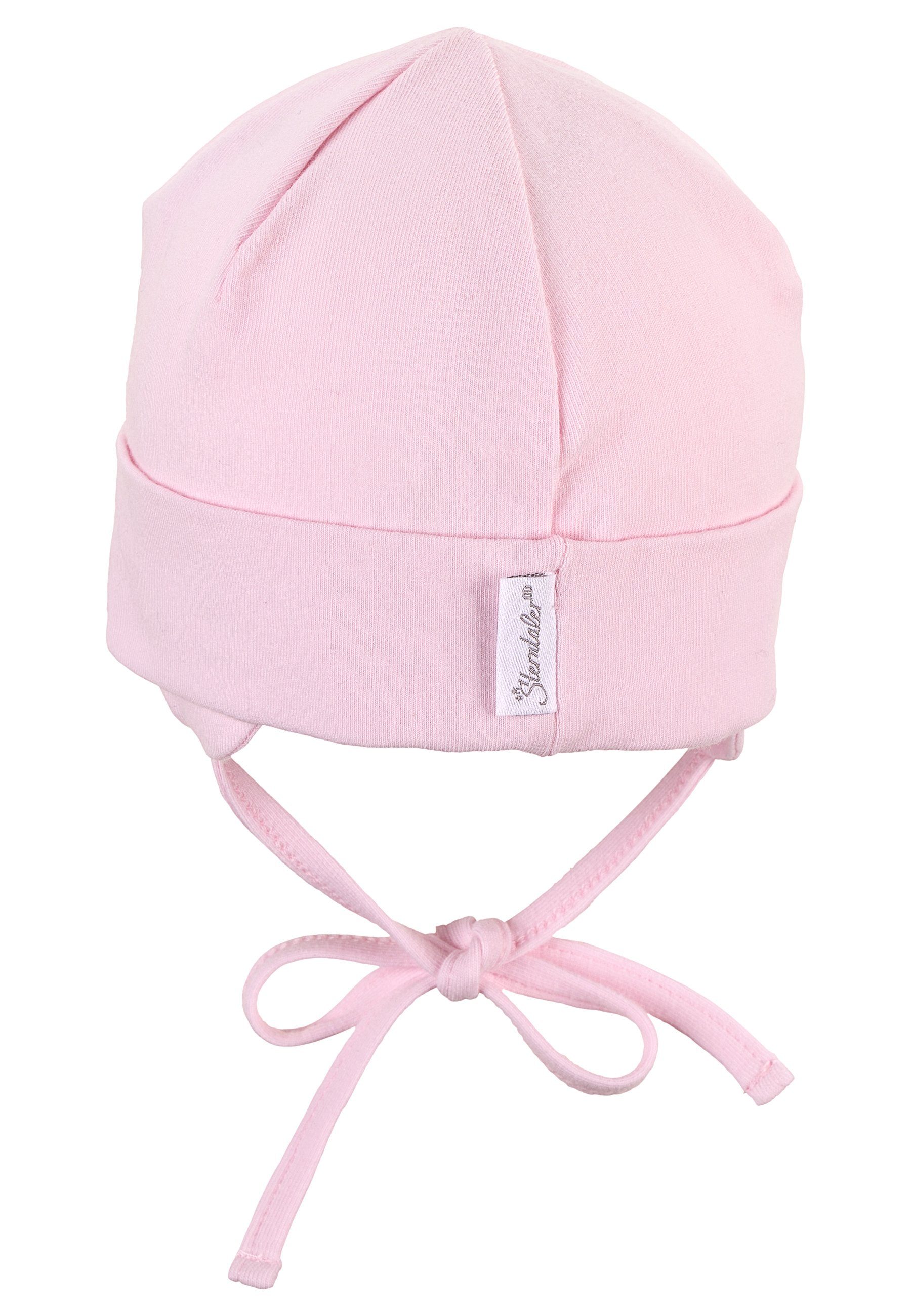 OCS Mütze mit Bindeband rosa Einfarbige und doppellagig Sterntaler® Baumwolle aus tragbar Babymütze Ohrenklappen Kinder Beanie mit Schlupfmütze Umschlag) (1-St.,