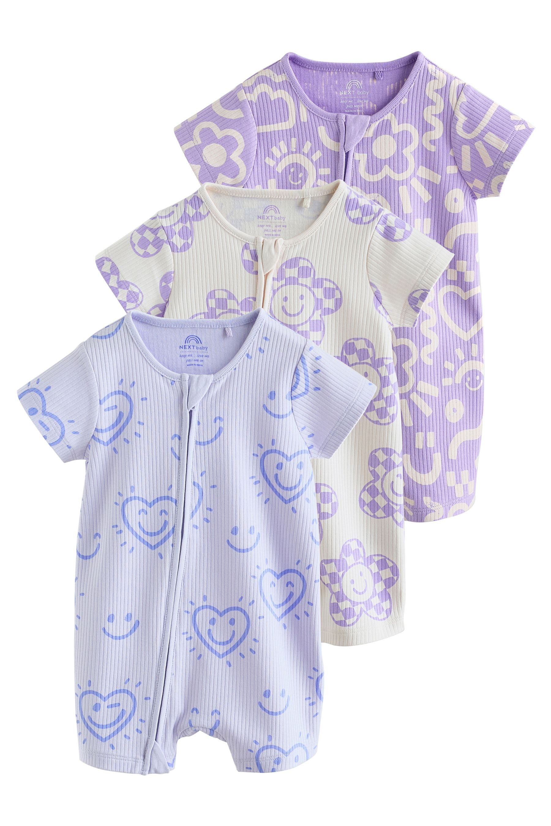 Next Strampler Babyschlafanzüge mit Zweiwege-RV, 3er-Pack (3-tlg)