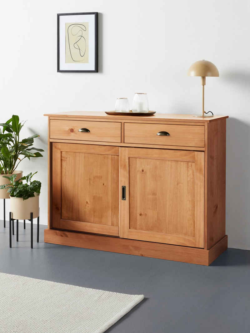 Home affaire Sideboard Schröder, mit 2 Schiebetüren und 2 Schubkasten, aus massivem Kiefernholz