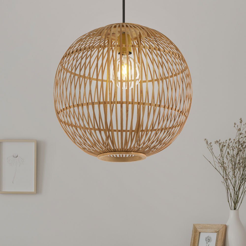 GLOBO LIGHTING Pendelleuchte, Leuchtmittel nicht inklusive, Hängelampe Deckenleuchte Esszimmer Pendelleuchte aus Bambusgeflecht in