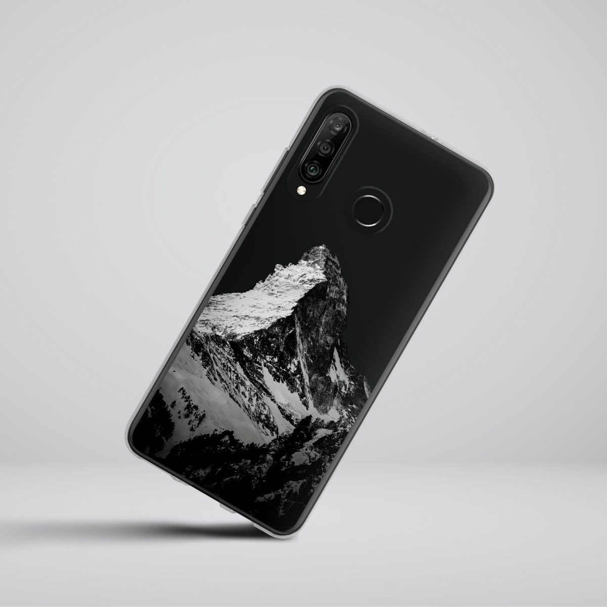 DeinDesign Handyhülle Berg Schnee Alpspitze Snow Capped Mountains Grayscale, Huawei P30 Lite New Edition Silikon Hülle Bumper Case Smartphone Cover