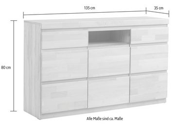 Home affaire Sideboard OSLO, Breite ca. 135 cm, Teilmassiv