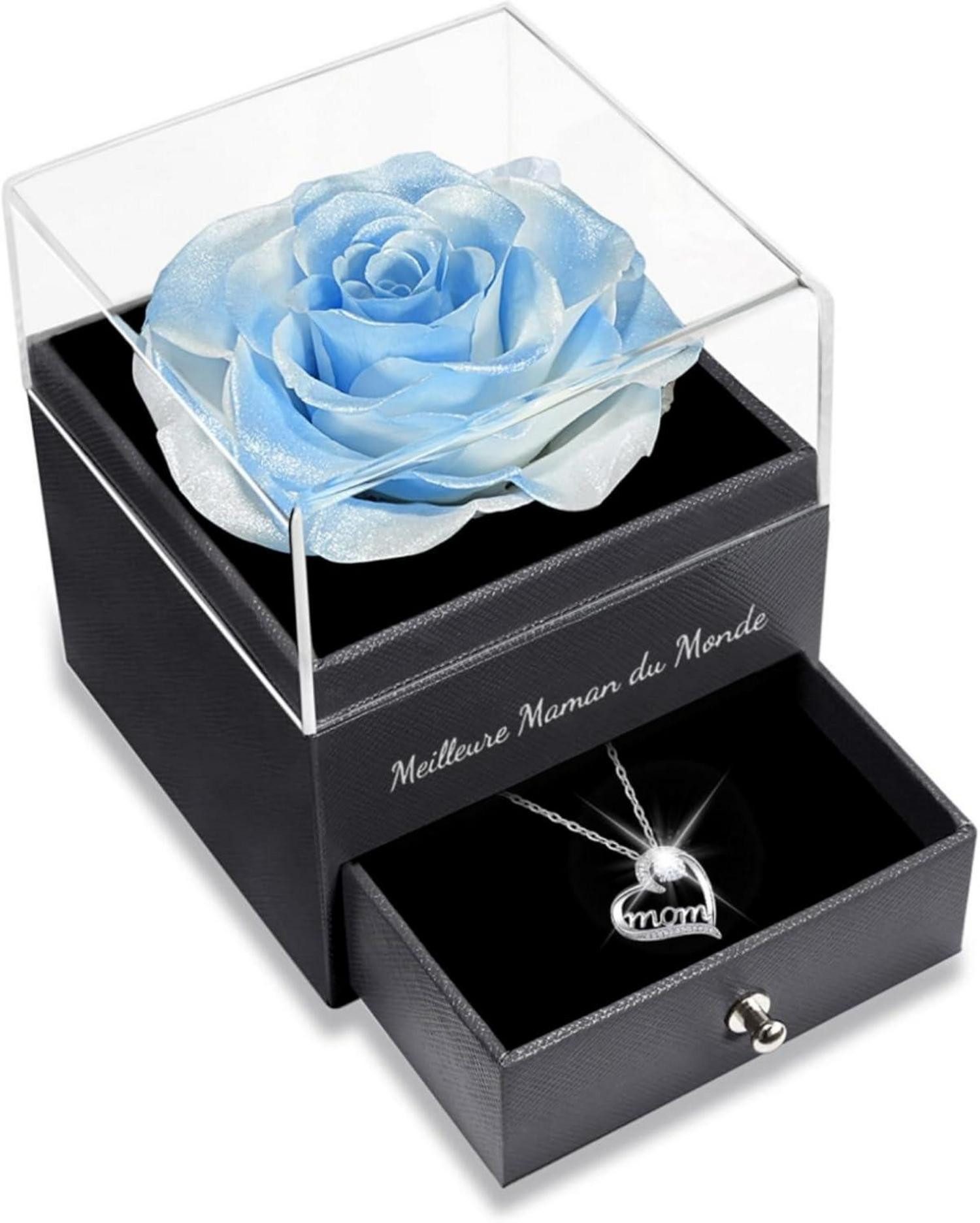 Schmuckset mit Gravur Ewige Rose Geschenkset Mama Mom Halskette 925 Silber - Muttertag