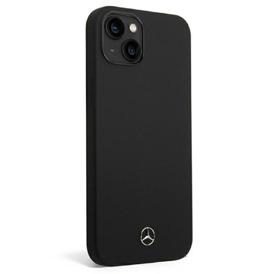 Mercedes Handyhülle Case iPhone 14 Plus Silikon schwarz Stern Logo 6,7 Zoll, Kantenschutz
