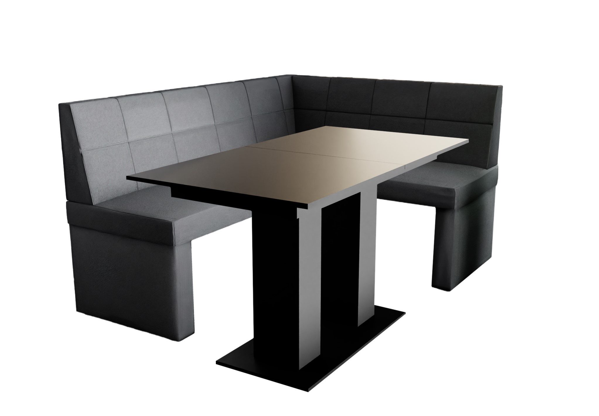 Fun Möbel Eckbankgruppe Eckbankgruppe „BLAKE XL“ Größe 196x142cm mit Tisch Schwarz matt, ausziehbarer Tisch