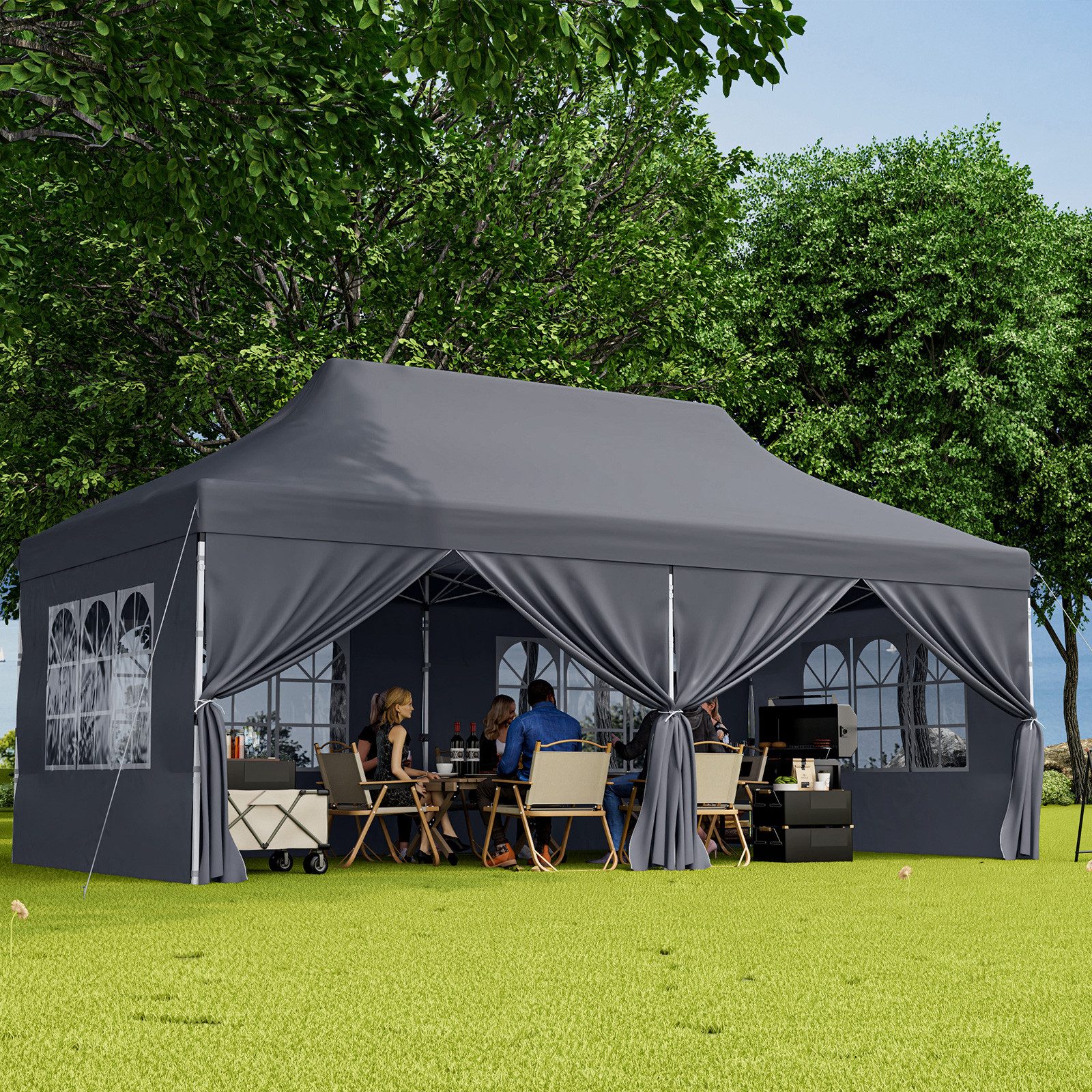 KOMFOTTEU Pavillon, Faltpavillon 3x6m, höhenverstellbar mit günstig online kaufen