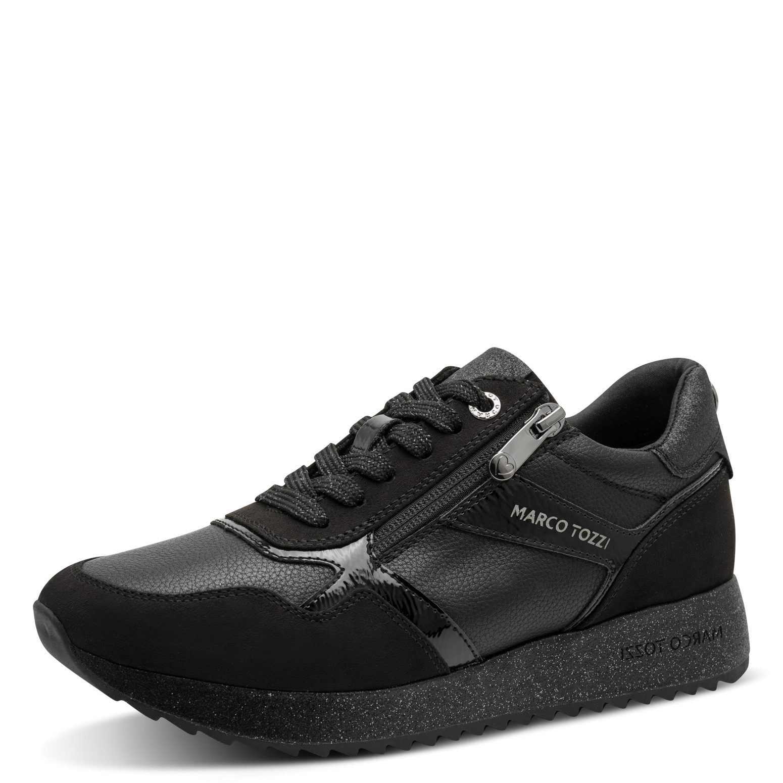 MARCO TOZZI Keilsneaker Freizeitschuh, Schnürer im stylischen Materialmix