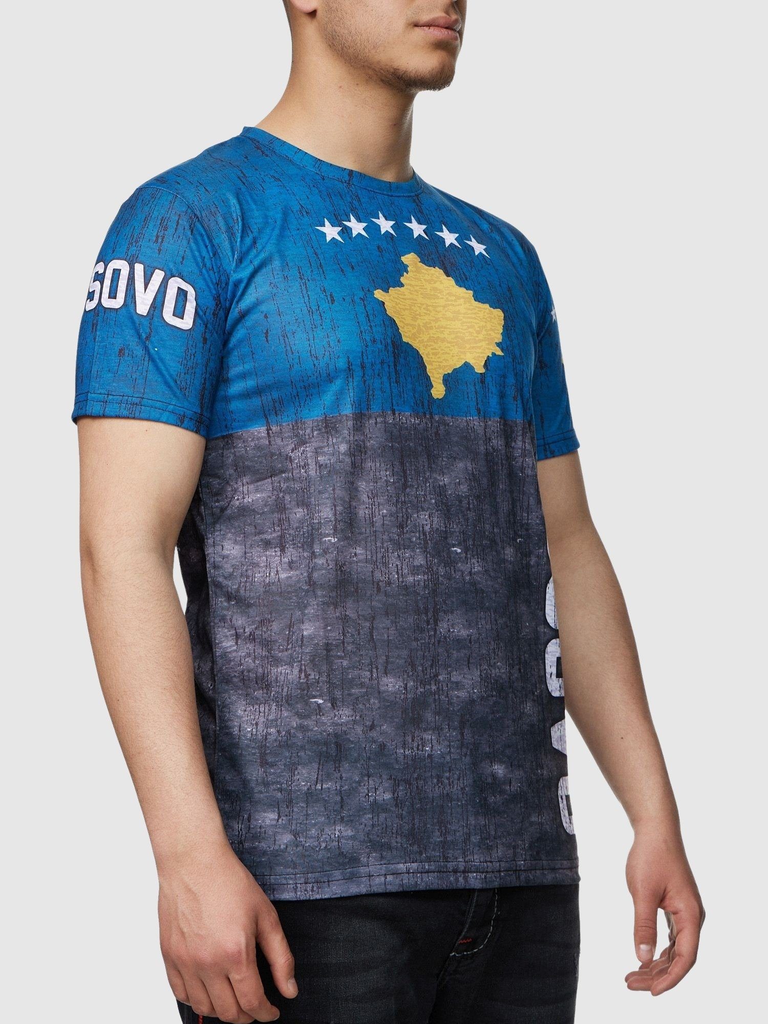 Kosovo Freizeit 1-tlg) Herren Casual Männer für Tee Kayna Fitness Kurzarmshirt Tee, Shirt Tshirt (Shirt T-Shirt Polo T John John T-Shirt Polo Poloshirt 1517 Kayna