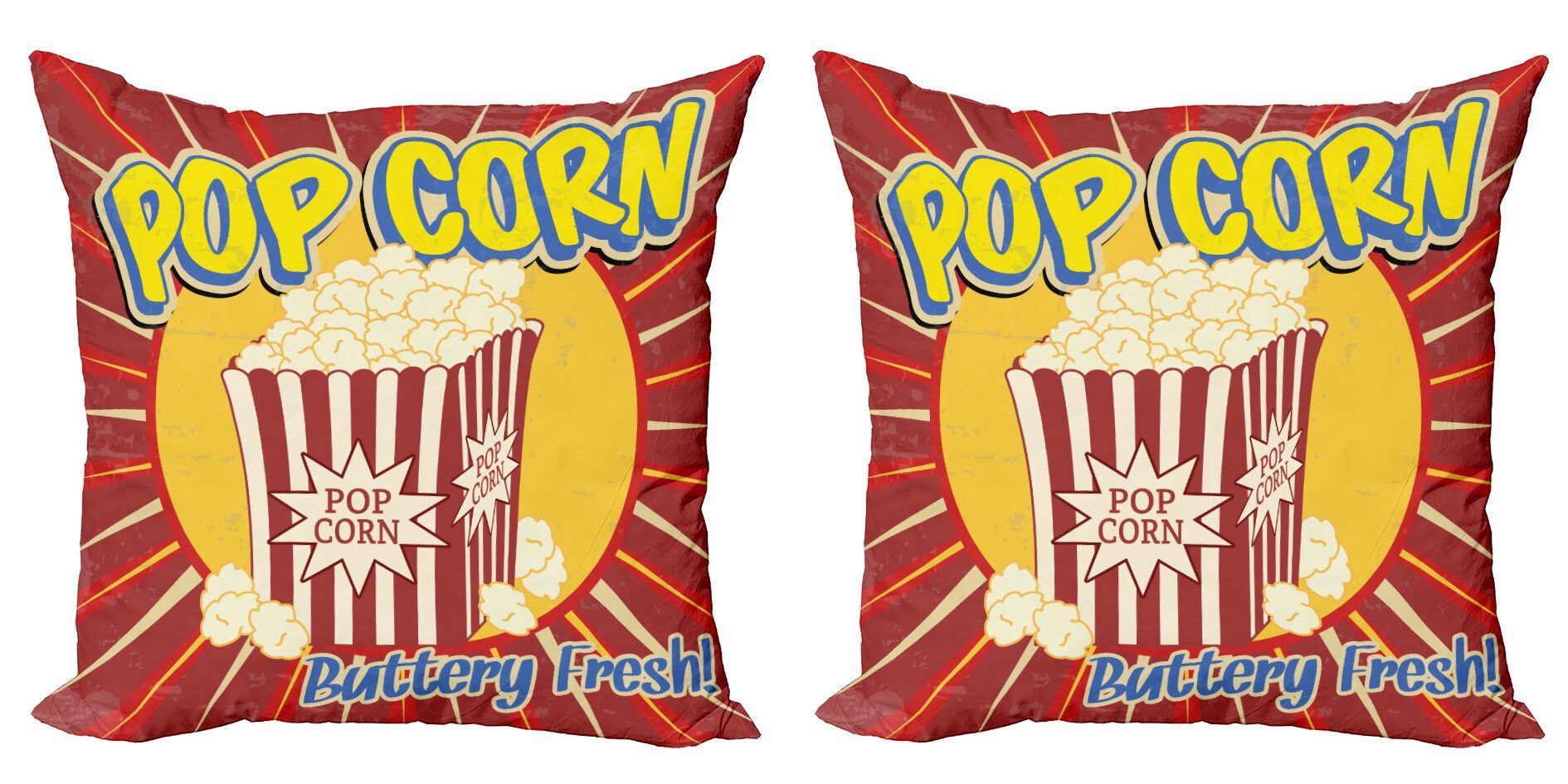 Kissenbezüge Modern Accent Doppelseitiger Digitaldruck, Abakuhaus (2 Stück), Retro Pop Corn Film Snack