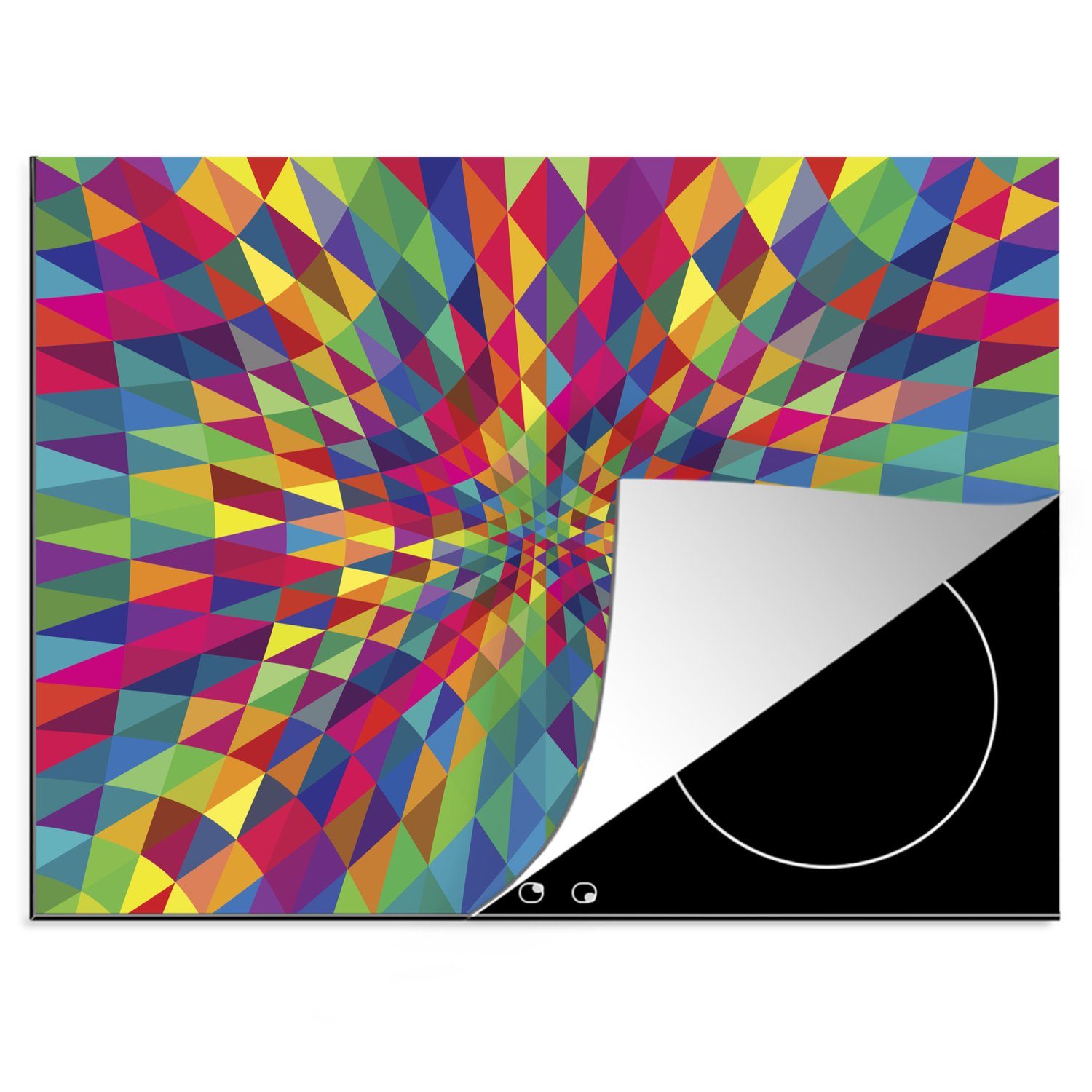 Arbeitsfläche 70x52 Dreiecke mit cm, Herdblende-/Abdeckplatte tlg), Abstrakte (1 Kaleidoskop-Effekt, nutzbar, MuchoWow Mobile Ceranfeldabdeckung Vinyl,