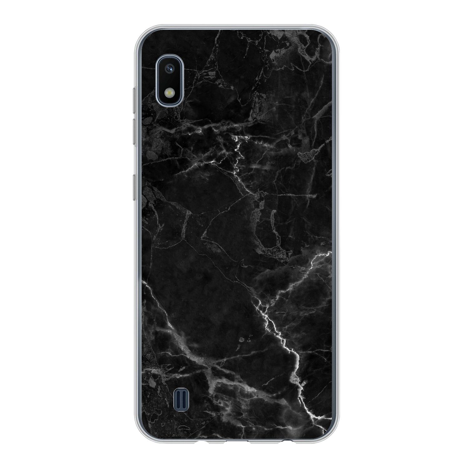 MuchoWow Handyhülle für Samsung Galaxy A10 Marmor - Schwarz - Weiß - Textur - Marmoroptik, Smartphone-Bumper, Print, Handy Schutzhülle Dünn