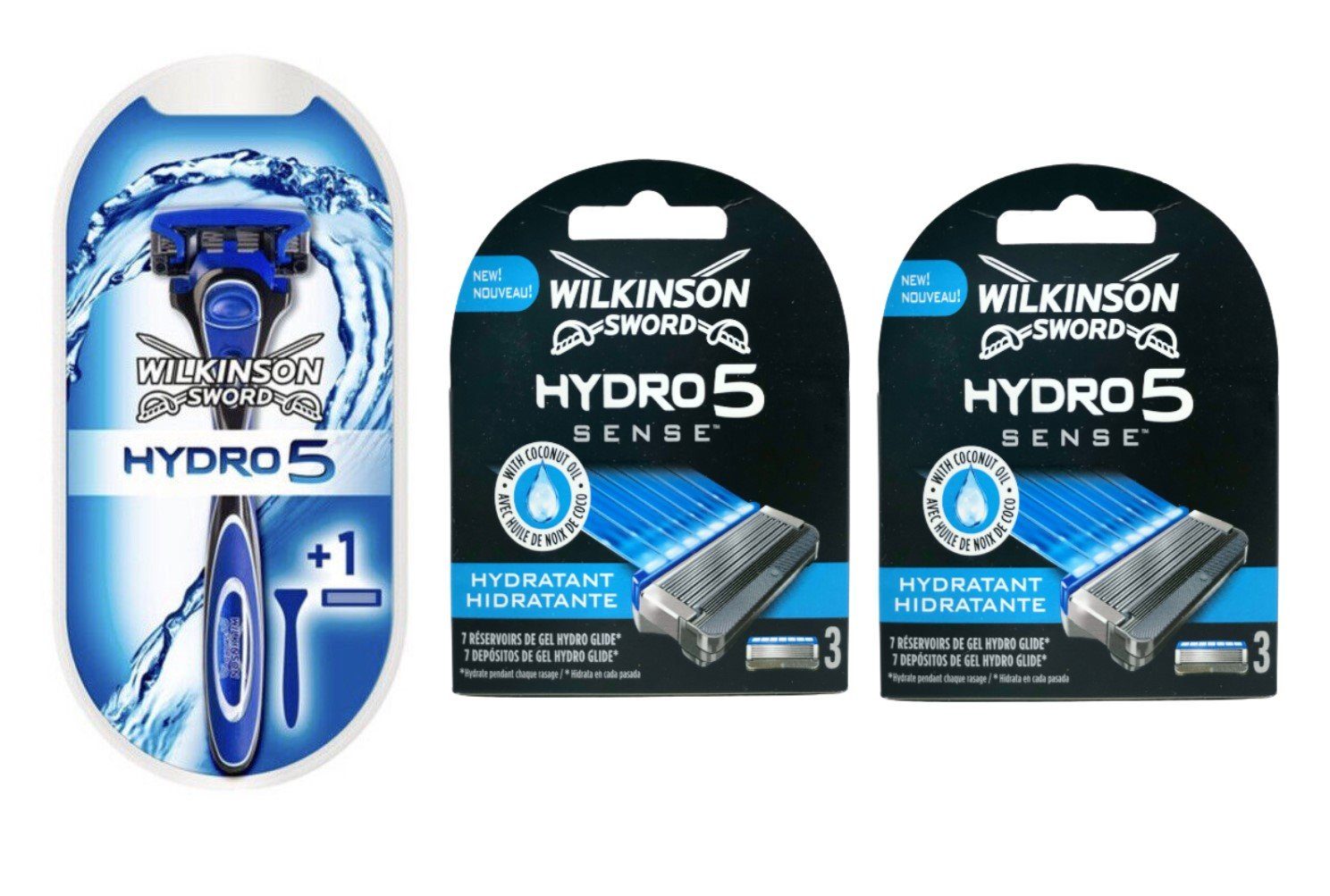 Wilkinson Rasierset Wilkinson Sword Hydro 5 1x Rasierer Inkl. 1x Klinge +  6x Klingen, 8-tlg., Rasierset Shave Gillette kompatibel Wechselklinge  Beauty, Flexible Klingen Für empfindliche Haut Rasur Rasierset Gleitstreifen