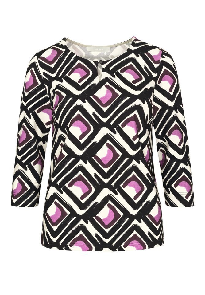 Langarmshirt - Print-Shirt mit Rundhalsausschnitt und 3/4-Arm