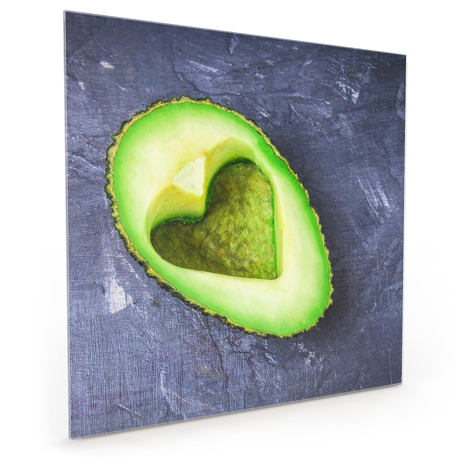 Primedeco Küchenrückwand Küchenrückwand Spritzschutz Glas mit Motiv Herz in Avocado