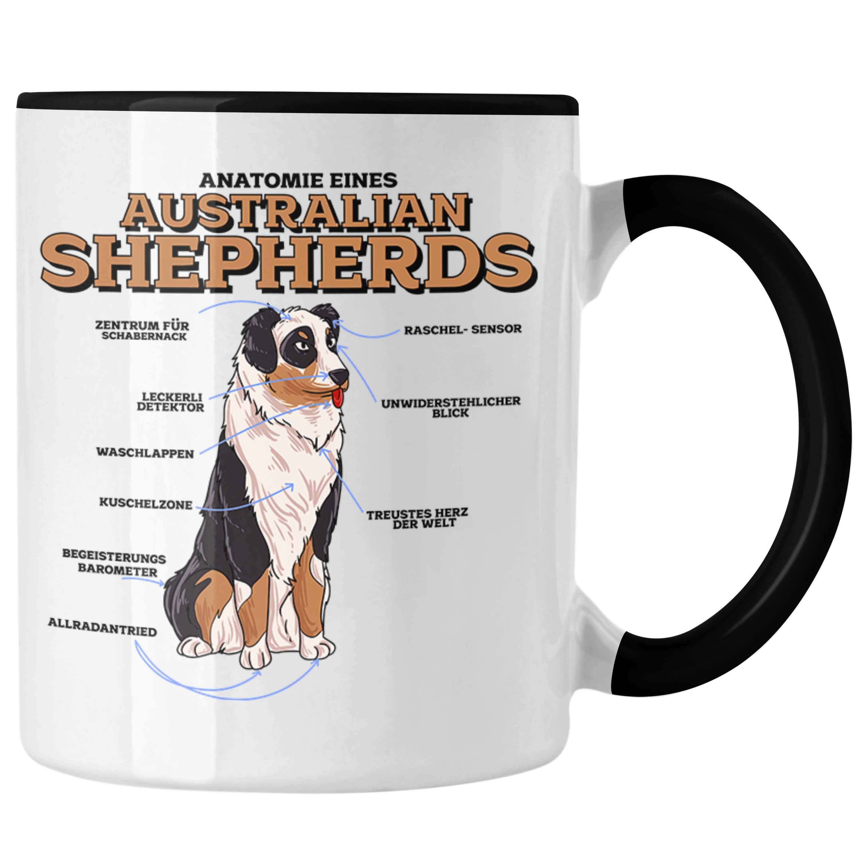 Trendation Tasse Lustige Tasse für Australian Shepherd Liebhaber Geschenkidee Schwarz