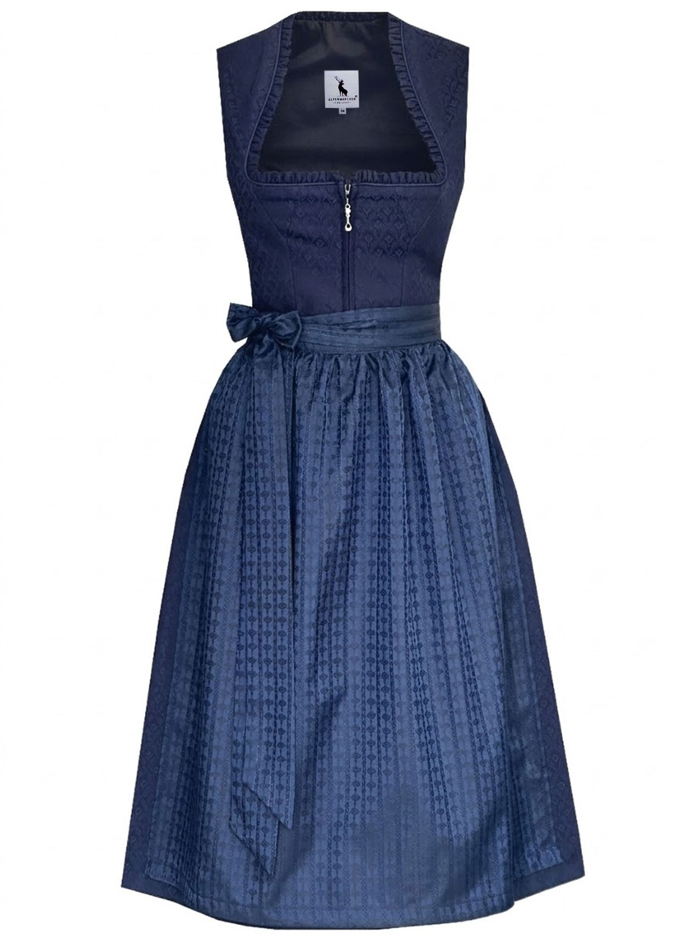 Alpenmärchen Dirndl Midi Dirndl Miranda in dunkelblau - ALM1063