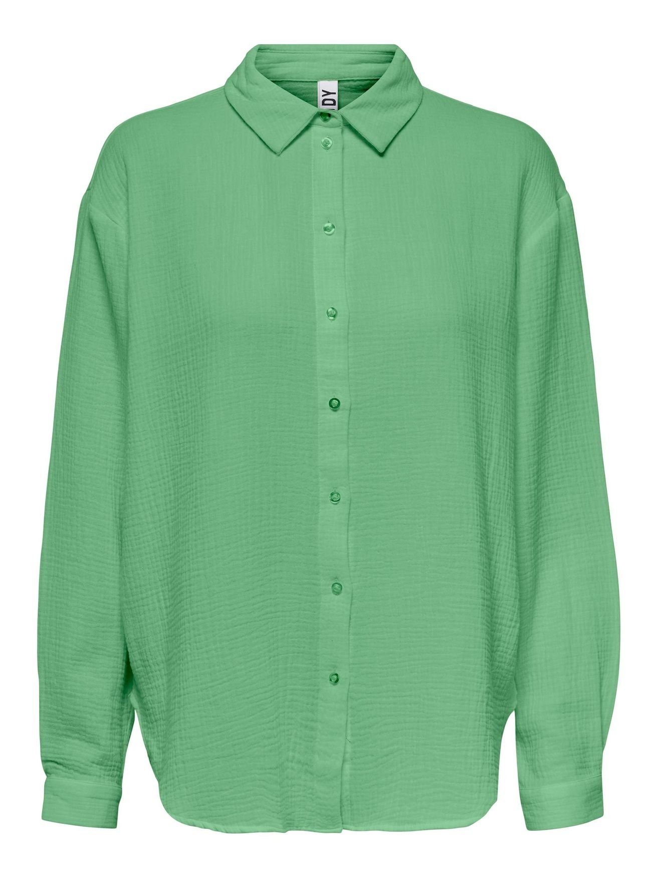 JACQUELINE de YONG Blusenshirt Elegantes Hemd Langarm Bluse in Knitteroptik JDYTHEIS 4944 in Grün | Longshirts