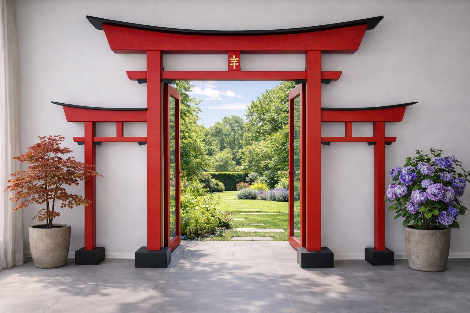AAF Nommel Gartentor Torii Gate japanisches Miwa Torii Japan Tor Garten Modell 017