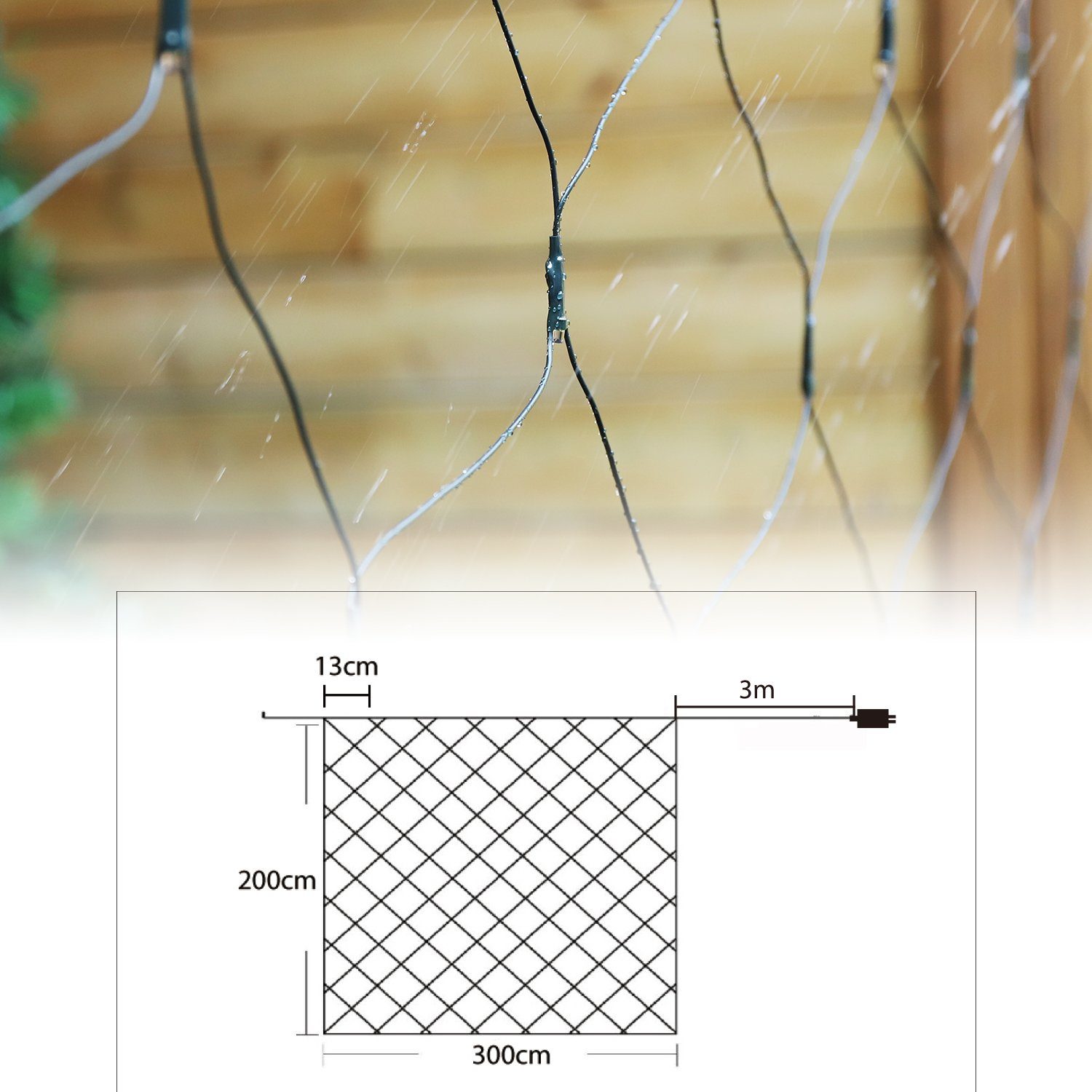 Lichterkette LED-Lichterkette Salcar Außen Garten LED 3x2m Bunt Lichternetz