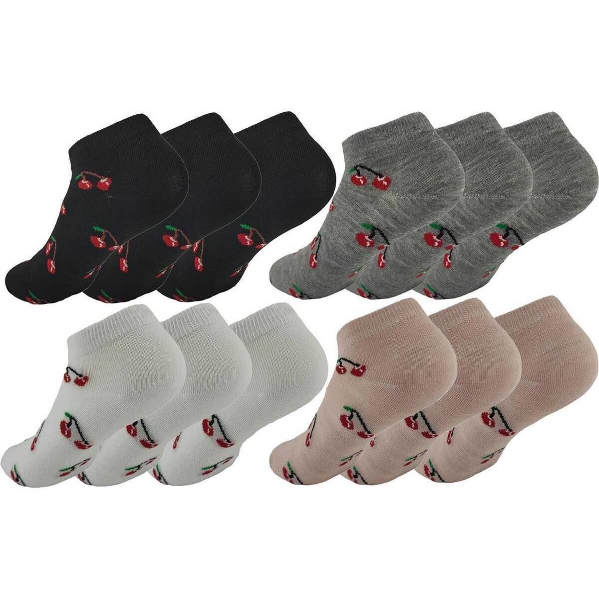EloModa Sneakersocken 12 Paar Kinder Sneaker Jungen & Mädchen Socken Baumwolle, Gr. 23-26 (12-Paar)