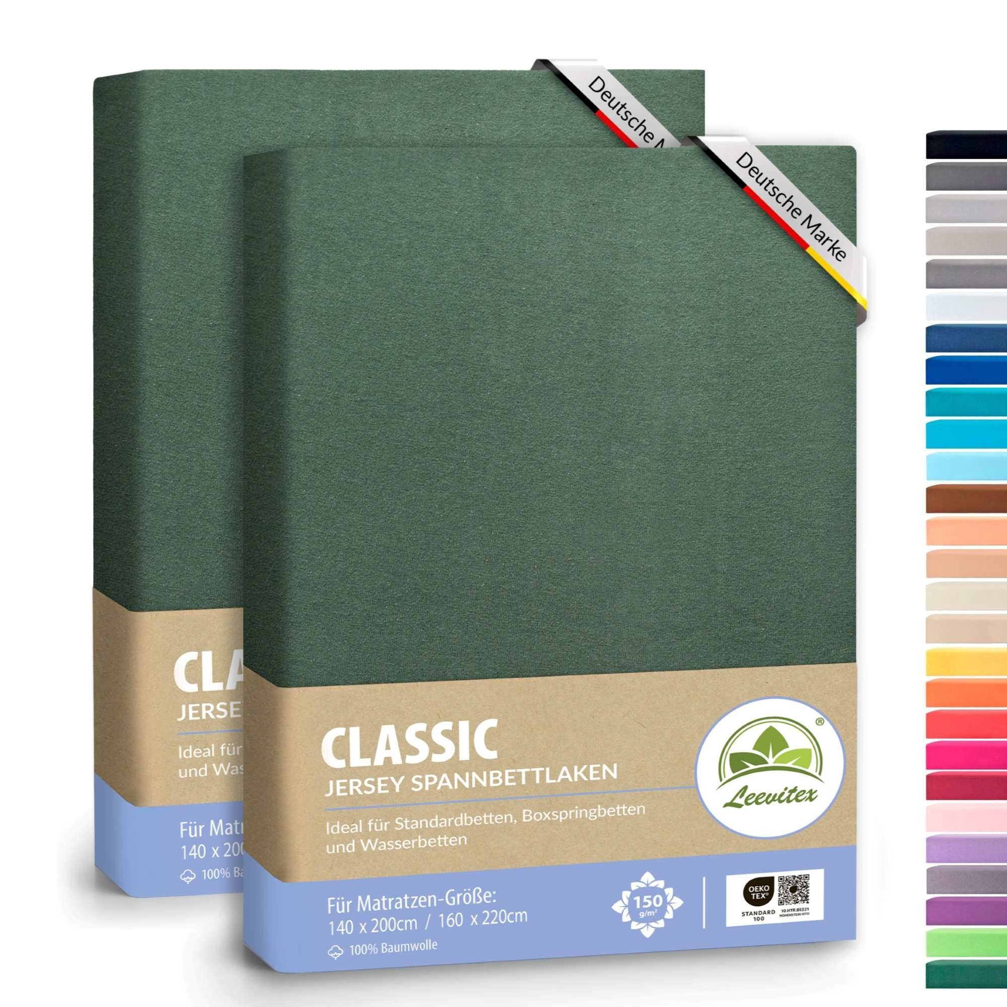 leevitex® Spannbettlaken Spannbettlaken, Mako-Jersey, Gummizug: rundum, (2 günstig online kaufen