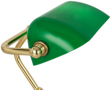 bmf-versand Tischleuchte Schreibtischlampe grün Schirm Retro Tischlampe Banker Lampe, mit Pflegetuch, ohne Leuchtmittel, Lichtfarbe ist abhängig vom Leuchtmittel, Wohnzimmer, Schlafzimmer, Esszimmer, Küche, Flur, Schreibtischleuchte