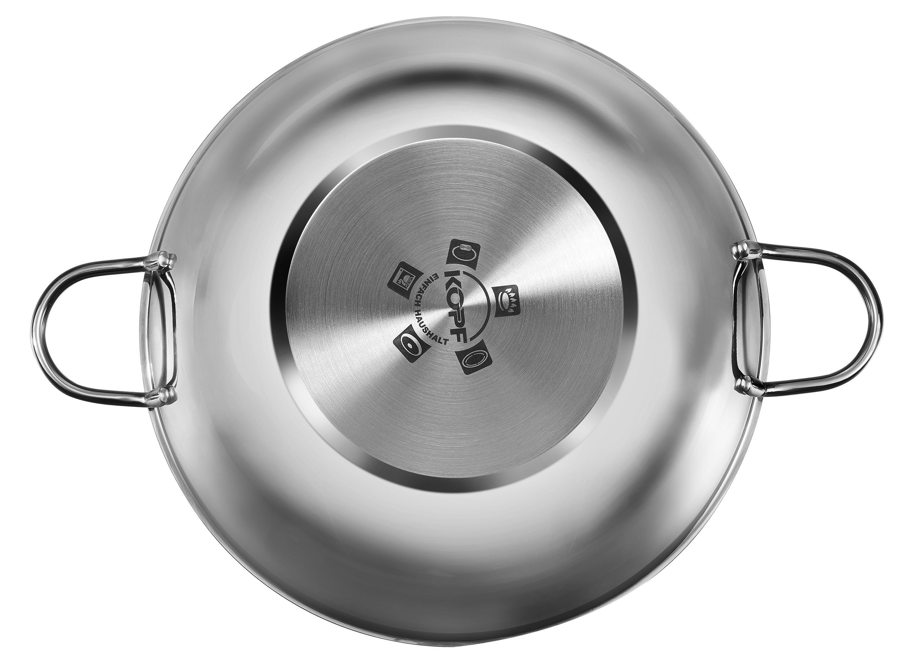 Kopf Wok Josie 32 cm, Edelstahl, Ø 32 cm, inkl. Glasdeckel, Induktion