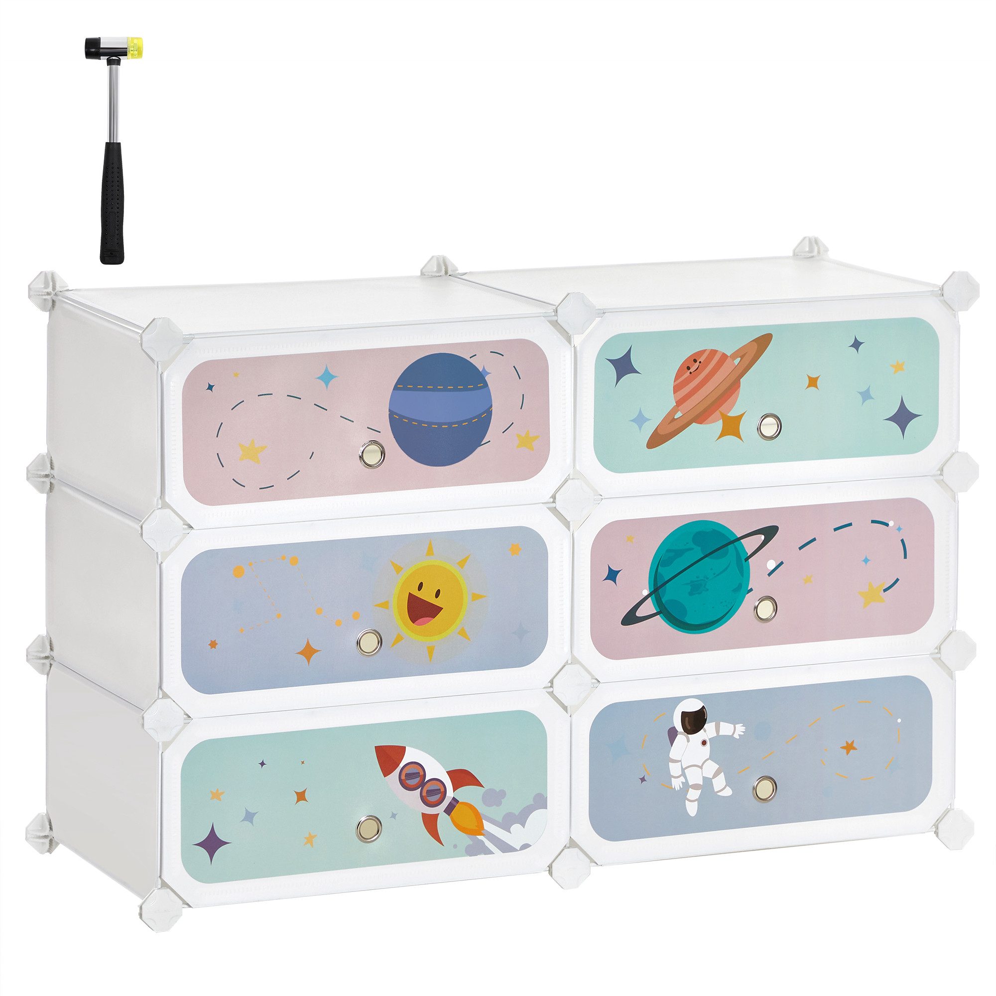 SONGMICS Spielzeugtruhe Kinderschuhregal, mit 6 Fächern und Kunststoffplatten