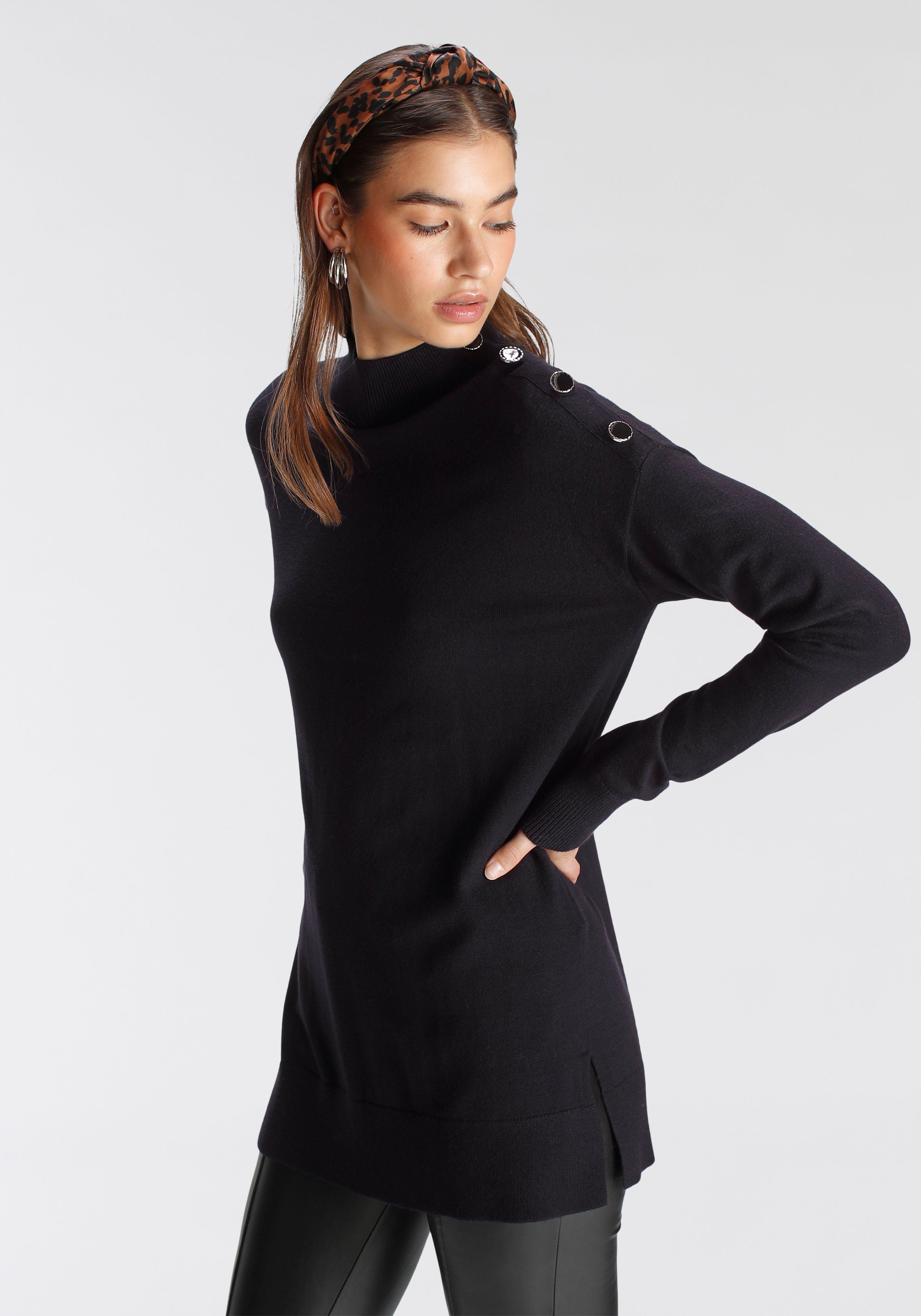 Tamaris Stehkragenpullover mit Knöpfen an der günstig online kaufen