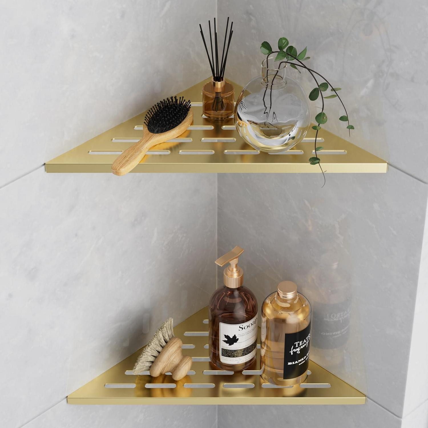 LuxusKollektion Duschkorb Duschregal Edelstahl Eckregal 2Stk Gold 254mm (2 St)